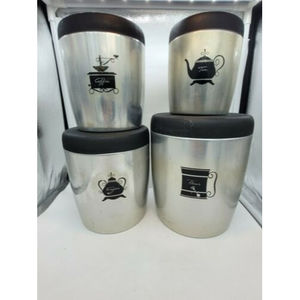 Vintage West Bend Kitchen Aluminum Retro Canister Set of 4 - Silver